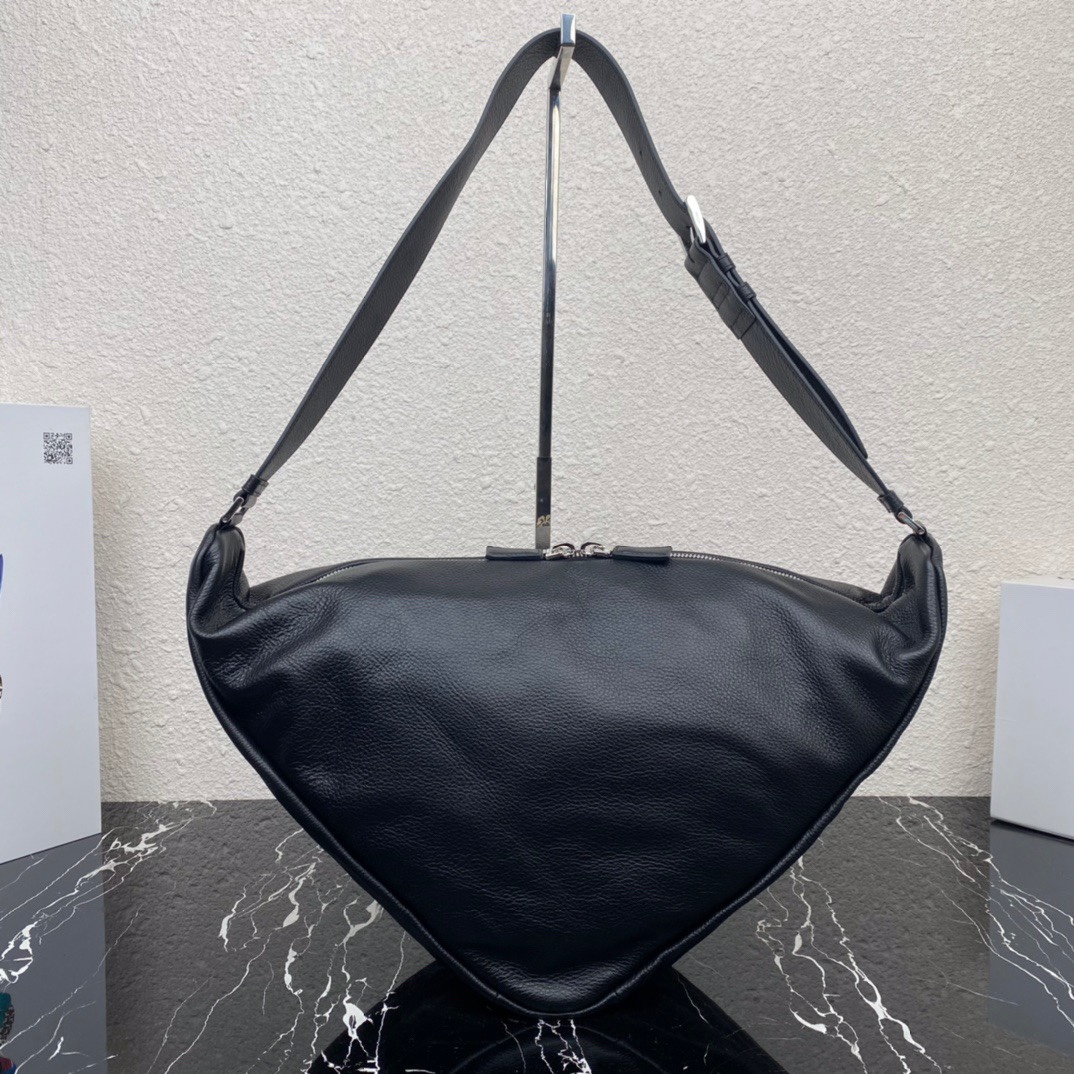 large leather Pra*a triangle bag