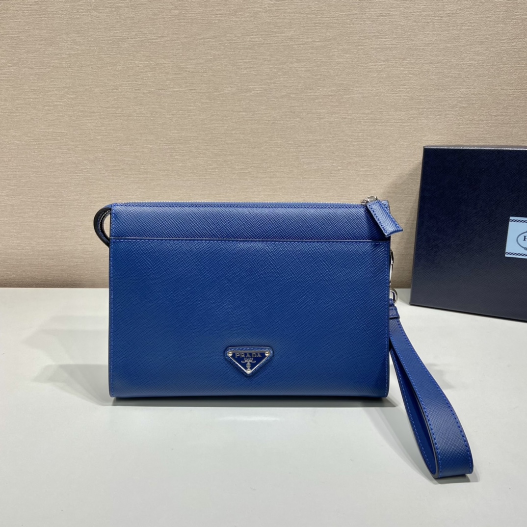 Pra*a saffiano leather pouch