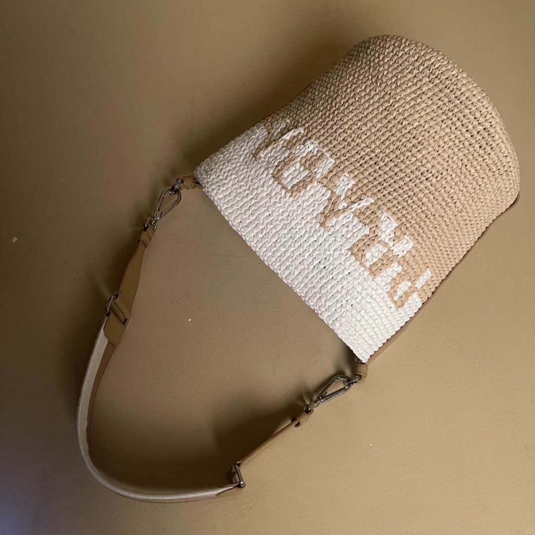 Pra*a crochet and leather mini-bucket bag