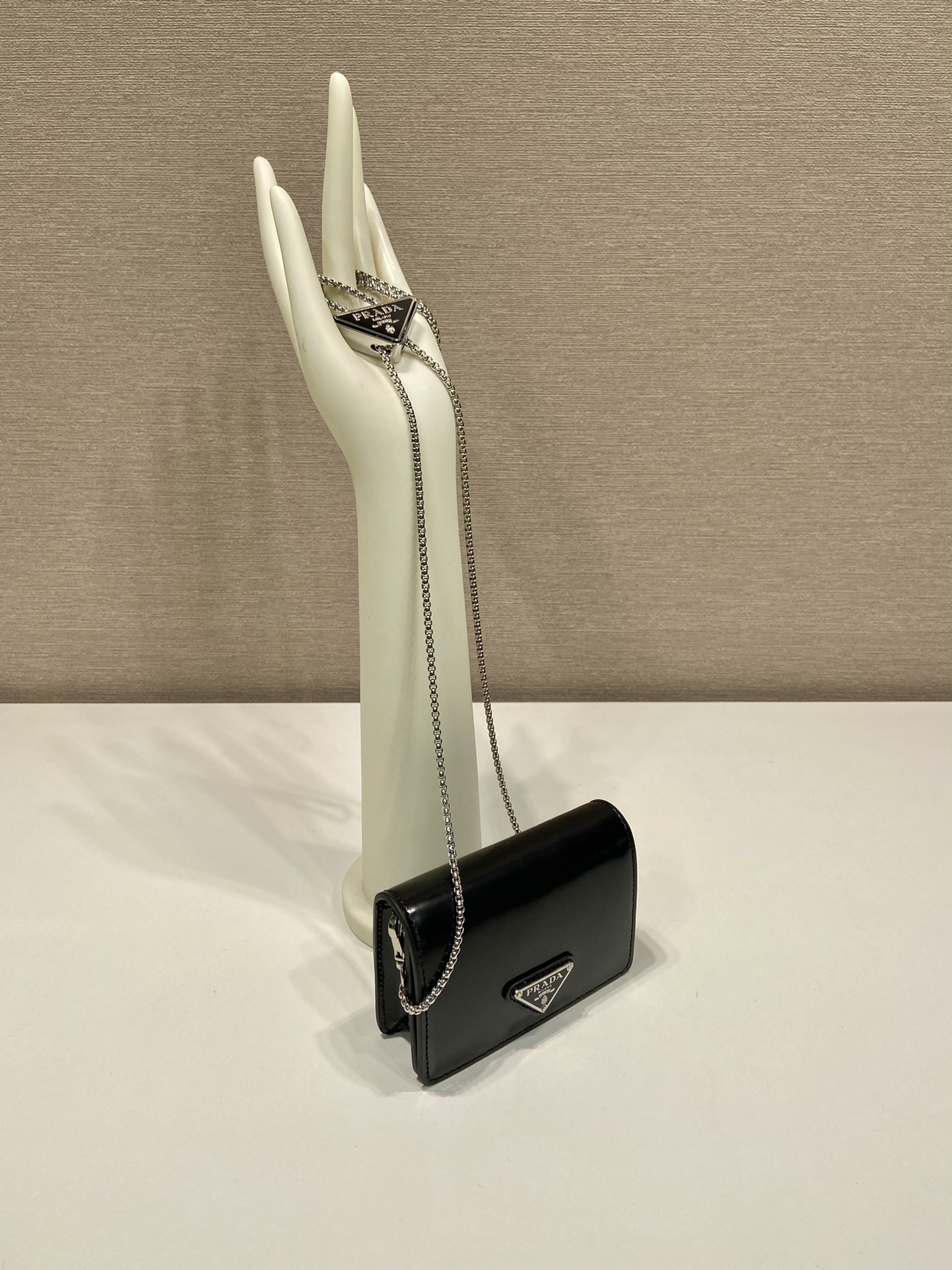 Pra*a cardholder with shoulder strap and crystals