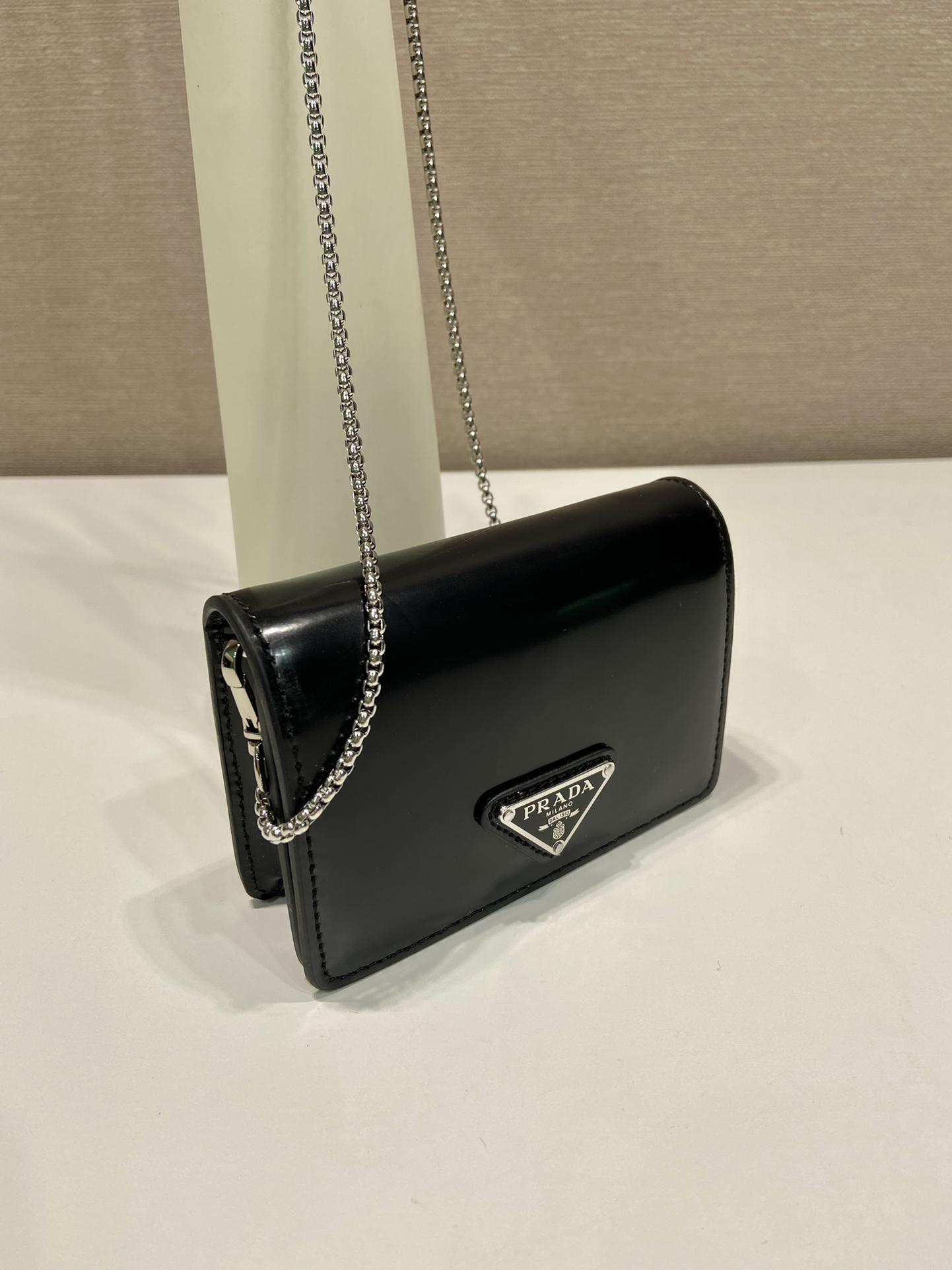 Pra*a cardholder with shoulder strap and crystals