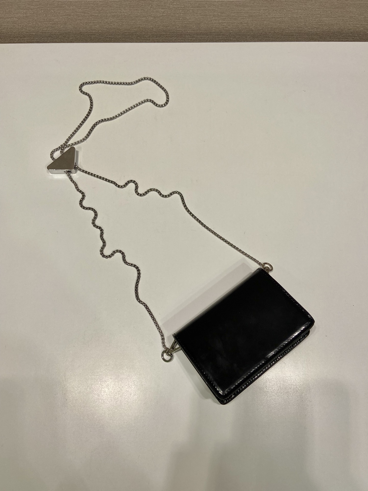 Pra*a cardholder with shoulder strap and crystals