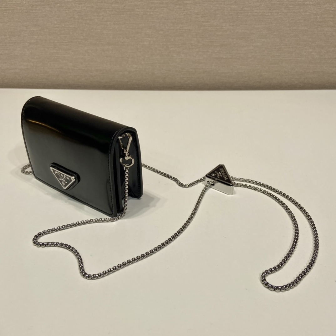 Pra*a cardholder with shoulder strap and crystals