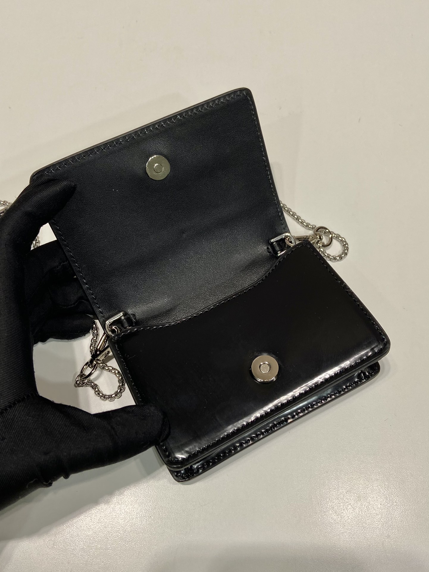 Pra*a cardholder with shoulder strap and crystals