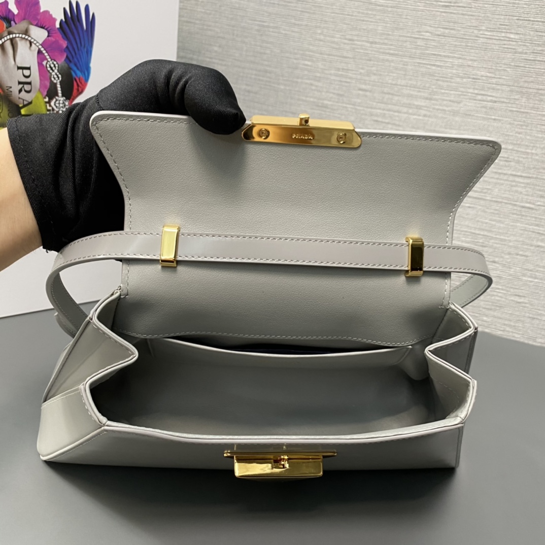 Pra*a medium brushed leather handbag