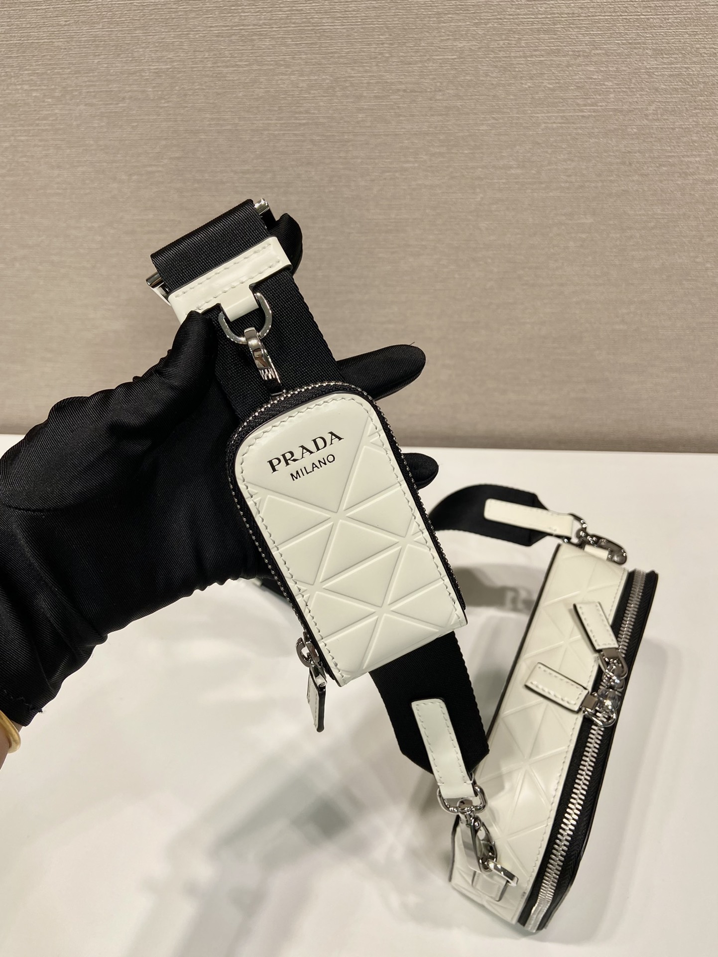 Pra*a small Pra*a brique leather bag