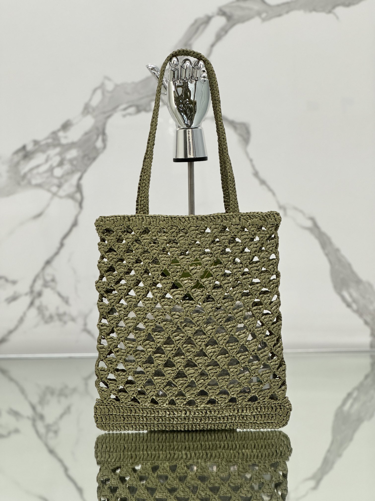 Pra*a woven fabric crochet tote bag