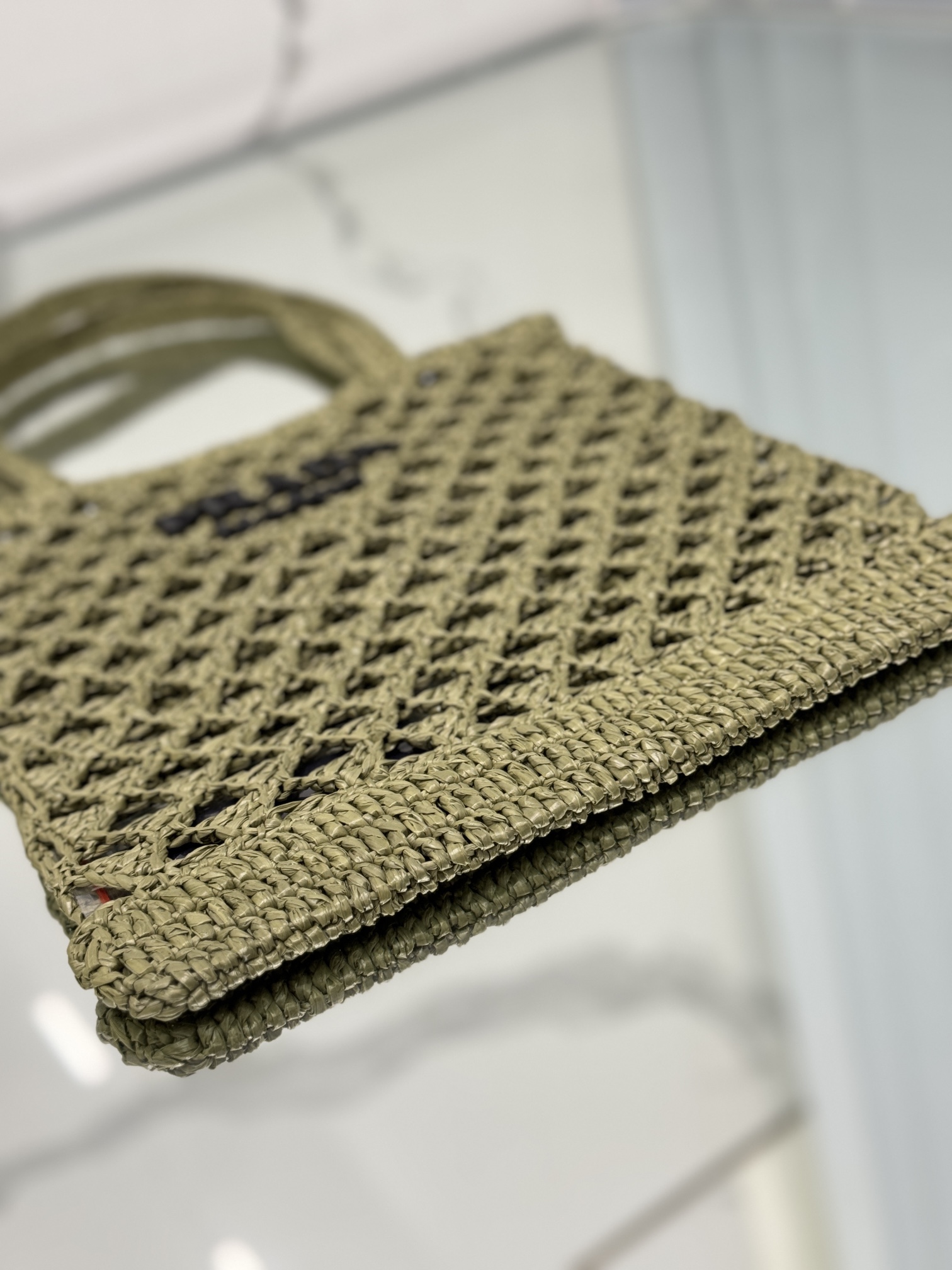 Pra*a woven fabric crochet tote bag