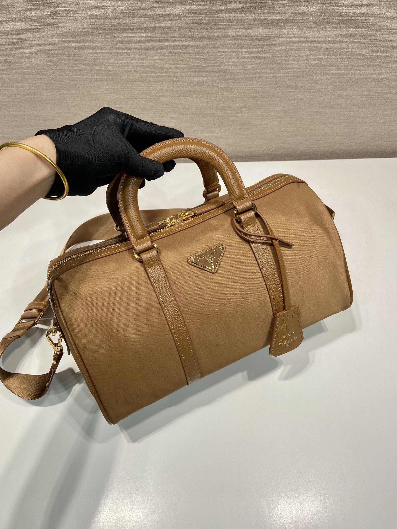 Pra*a re-edition 1978 medium re-nylon and saffiano leather top-handle bag