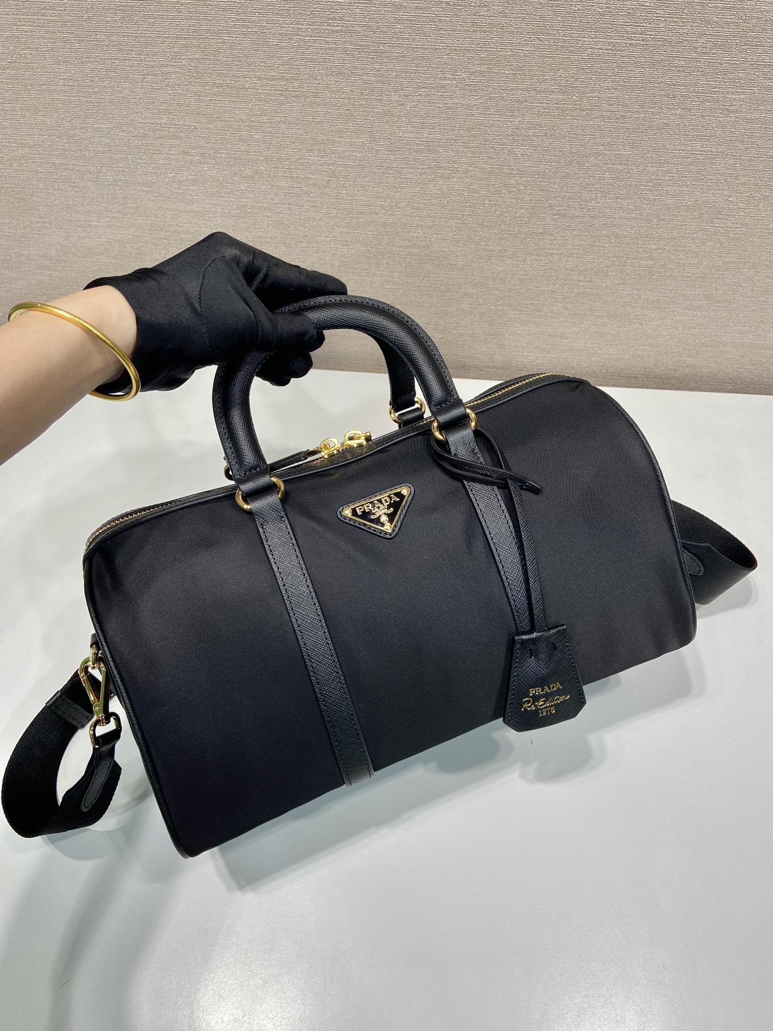Pra*a re-edition 1978 medium re-nylon and saffiano leather top-handle bag
