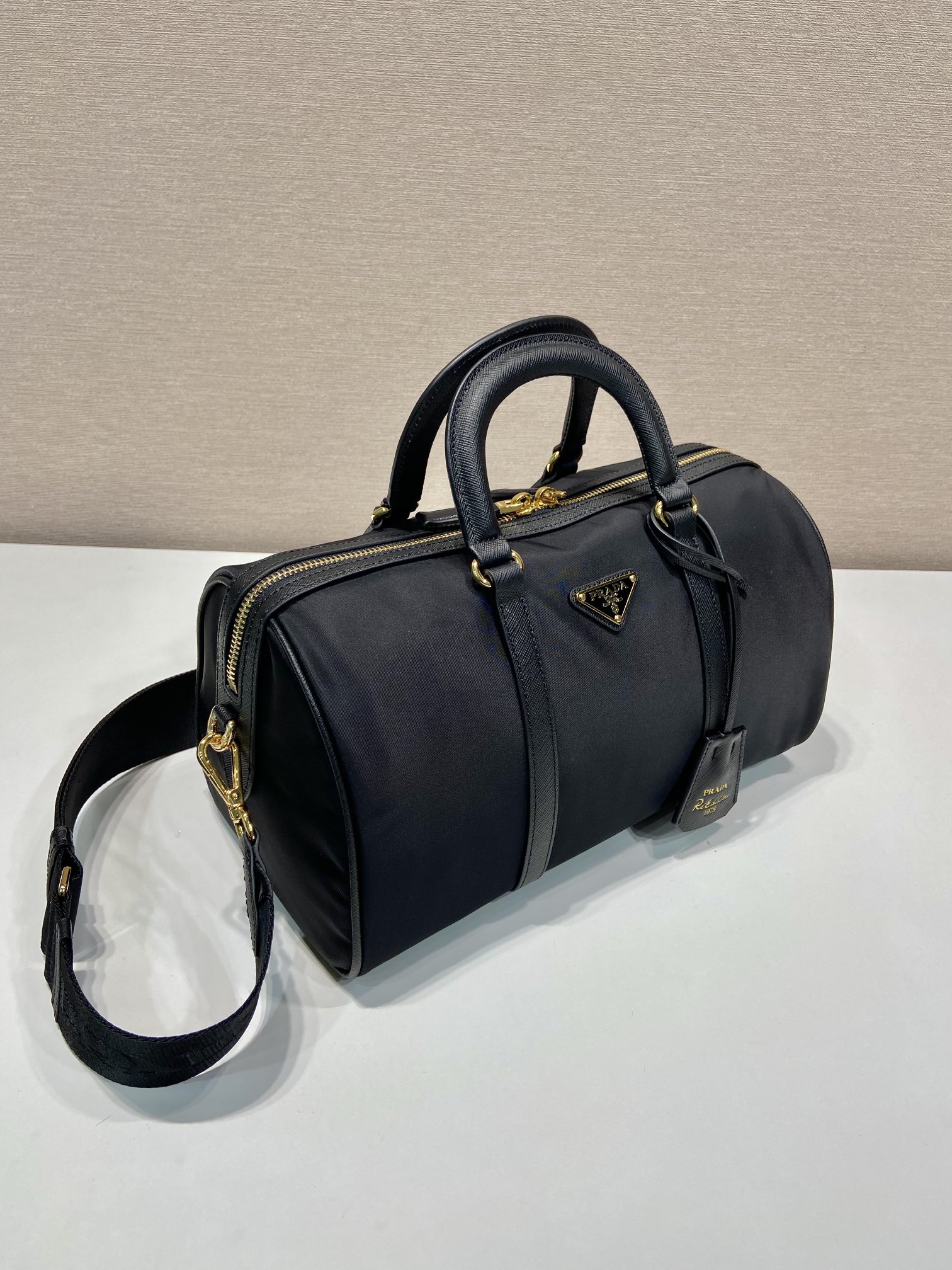 Pra*a re-edition 1978 medium re-nylon and saffiano leather top-handle bag