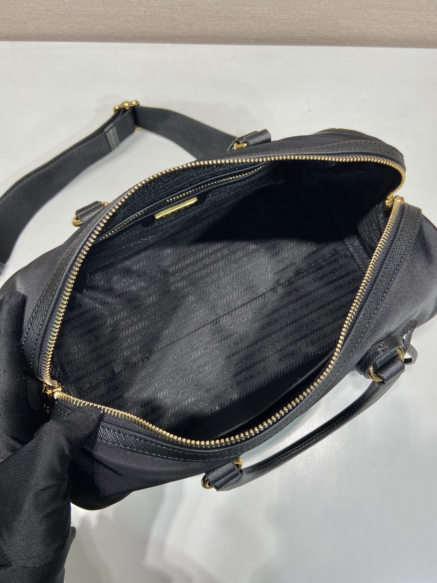 Pra*a re-edition 1978 medium re-nylon and saffiano leather top-handle bag