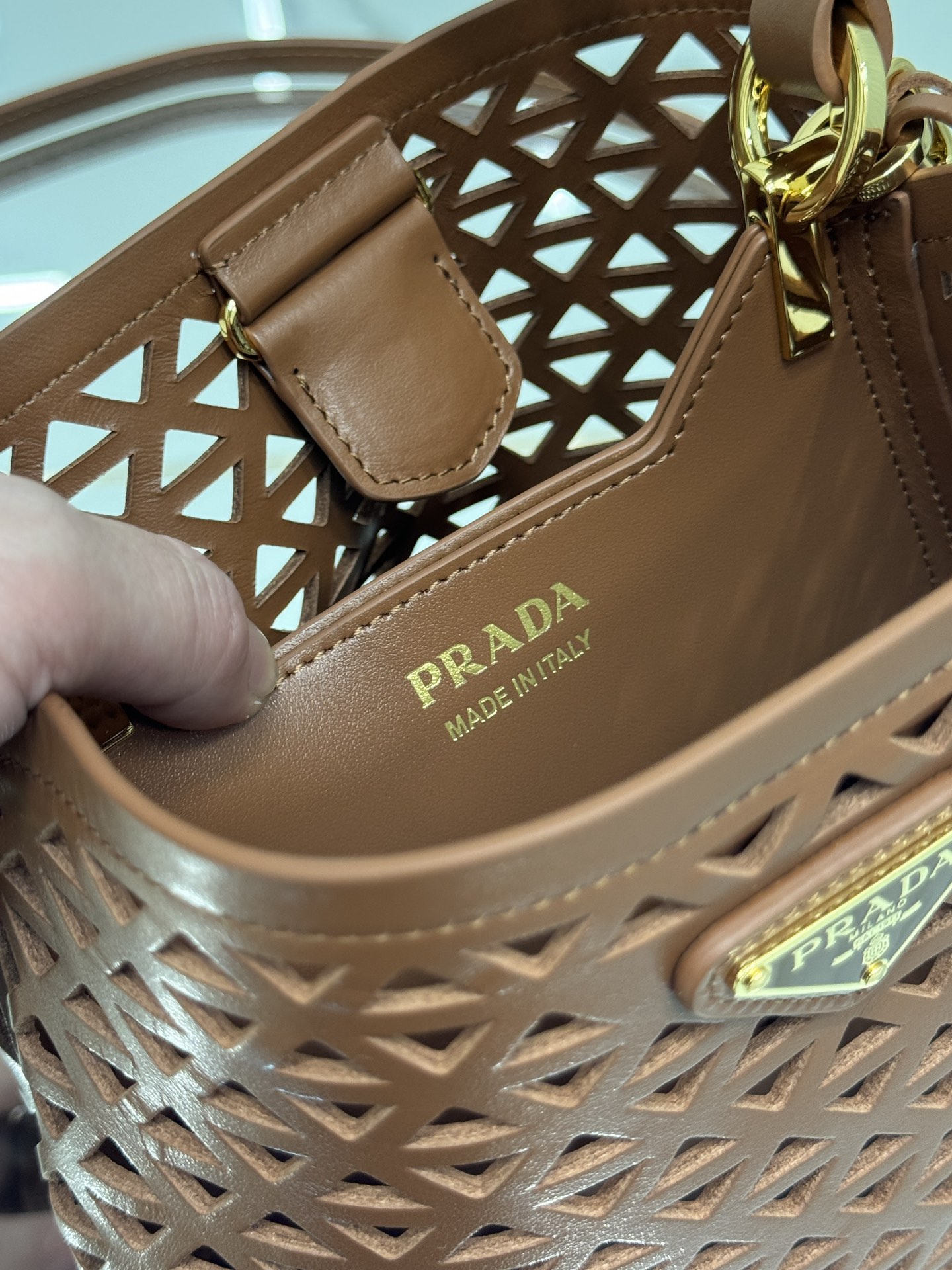 Pra*a small saffiano leather bag